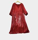 Torrid Red Liquid Knit Maxi Dress 3/4 Sleeve V-neck Shiny Shimmery Lined Size 3X