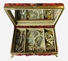 VTG/Antique Jewelry Box with Jewelry Lot 12 Pieces