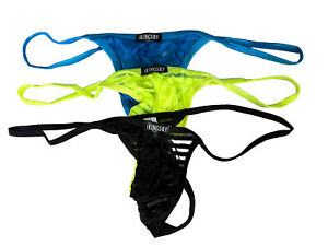 iKingsky Men's Sexy Thong Underwear See Through Pouch G-String Medium Lot Of 3