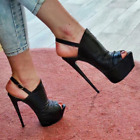 Women Platform Pumps Peep Toe Pleated Thin High Heels Sandals Shoes Plus Size