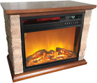 3-Quartz 5,118 BTU Small Infrared Faux Stone Fireplace with Charred Log Insert a