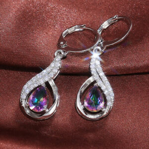 Cubic Zircon Women Drop Earring Fashion 925 Silver Filled Wedding Jewelry