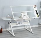 Adjustable Height Drawing Drafting Table Tempered Glass Art Craft Work Station