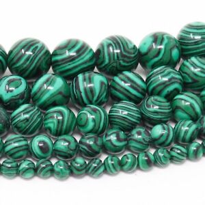 Green Malachite Beads Round Synthetic Loose 4mm 6mm 8mm 10mm 12mm 15.5