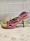 BOLO Heels Slingback Slip On Pink Green Women's Shoes Size 6.5 NWT