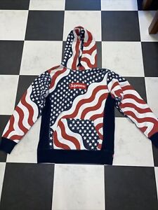 Supreme Box Logo Pullover Hoodie “USA / American Flag” FW14 Size Medium
