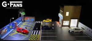 Diorama 1/64 Car Garage Model Led Lighting City Parking Lot Scene Display Model