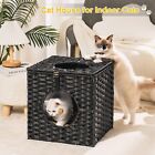 Mewoofun Rattan Cat House Wicker Cat Bed for Indoor Cats Detachable Cat House