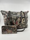 *Sakroots*City Satchel~Shadow Songbirds Tote With Sequined Wallet