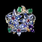 Pear Tanzanite 5x3mm Amethyst Emerald Gemstone 925 Sterling Silver Jewelry Ring