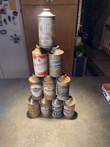 OLD  🍻CONE TOP BEER 🍺 CAN LOT OF 10  See Pictures DENTS,HOLES, RUST ECT…..