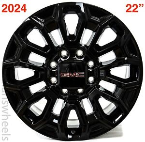 4 New 2024 GMC Sierra 2500 3500 22” Factory OEM Gloss Black Wheels Rims 84829258