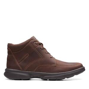 Clarks Mens Bradley Mid Brown Leather Casual  Boots Shoes