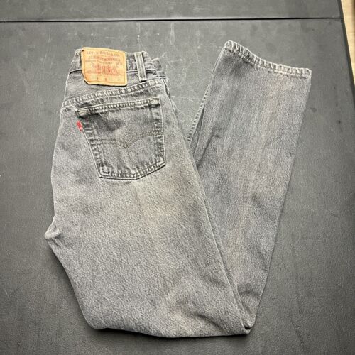Vintage 1994 Levis 501 0658 Black Denim Jeans 29x30 USA Button Fly Faded Wash