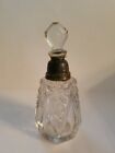 Sterling Silver Cut Glass Perfume Bottle W/Cork Stopper