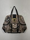 Alexander McQueen Novak Metallic Gold Flapper Tote Bag Handbag Large