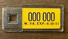 1951 West Virginia Sample DAV Tag Keychain License Plate 000 000