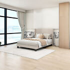 New ListingUpholstered Platform Bed Frame in Velvet with Wooden Slats King size