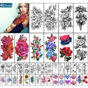 styles Temporary Tattoos for Women Adults Girls, Fake Semi Permanent Long