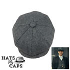 Peaky Blinders Hat Newsboy Flat Cap Herringbone Tweed Wool Baker Boy Gatsby