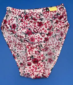 Vintage Serenada Plus Size Shiny Satin Panties High Cut Panty Size 9 Pink Floral