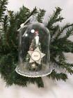 VINTAGE BOTTLE BRUSH TREE DIORAMA IN BELL SHAPED DOME CHRISTMAS ORNAMENT