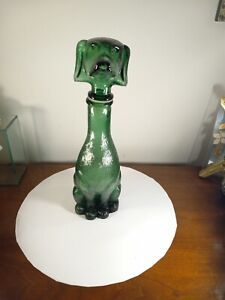 New ListingEmpoli Green Dachshund Dog Decanter 14 Inch. Vintage