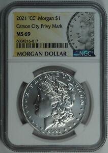 2021-CC NGC MS69 Morgan Silver Dollar Carson City Privy Mark Freshly Graded!