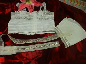 lot, antique 19° top of clothing doll finishing and antique lace