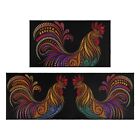 2 Pcs Rooster Kitchen Rugs and Mats Colorful Chicken Kitchen Decor Non-Slip F...