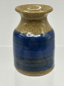 New ListingBlue Studio Art Pottery Bud Vase Signed 3” Vintage