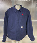 Carhartt FR Jacket - Mens 2XL Tall - Navy Blue - 14806 - Embroidered - Flame