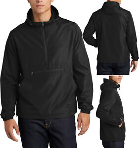 Mens Weather Fighting Packable Hooded Anorak Wind Jacket Pullover XS-4XL NEW!