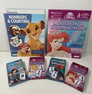 Disney Princess Learning Flash Cards 4 Pk PLUS 2 Disney Learning Skill Books NEW
