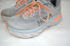 Womens HOKA ONE ONE Bondi 7 Grey Orange Running Shoes Size 8.5 D WIDE