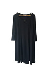 Susan Graver Women XL Dress Stretch Black Knit 3/4 Sleeve Pullover Keyhole Metal
