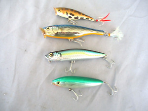 Lot of (4) top water lures Rapala Skitter Pops XPS floating Lazer eyes Knockers