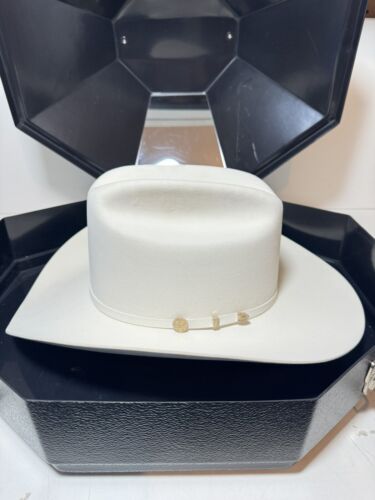 100x Stetson El Presidente Hat White 10K Gold Buckle Set Size 7 1/8” Brim 3 1/2”