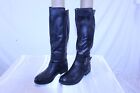Women's Knee High Riding Boots Faux Leather with Buckle Side Zip Black SZ 7