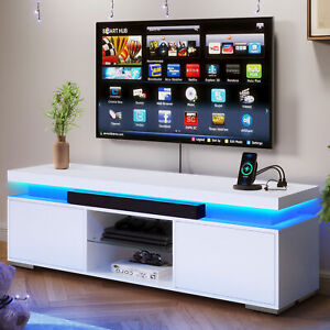 TV Stand with Power Outlets & LED Lights For TVs up to 65