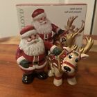 Fitz and Floyd Christmas Salt & Pepper Shakers Deer Santa Reindeer Figure