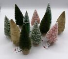 Lot Of 11 Pink Green Gold Bottle Brush Trees Glitter Snow Tips NEW With Tags