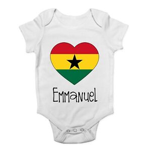 Personalised Ghana Football Nation Flag Baby Grow Vest Bodysuit Boys Girls