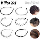 6 PCS Metal Hair Headband Wave Style Hoop Band Comb Sports Hairband Men Women