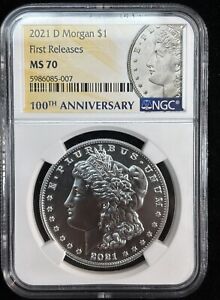 2021-D Morgan Silver Dollar NGC MS70 First Releases - Scarce & Attractive