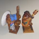 Set Vintage Mexico Taxidermy Real Bull Frog Toad With Guitar, Bass, Cello - HRT