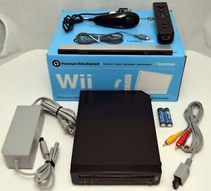 Nintendo Wii BLACK Home Video Game Console System Bundle Mario Online RVL-101