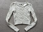 NWT AEROPOSTALE CROPPED TEXTURED Pointelle  CARDIGAN SWEATER Button Up Ivory XS