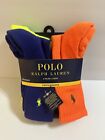 NEW POLO Ralph Lauren Mens Double Logo Crew Socks 6 Pack Yellow Orange Sz 10-13