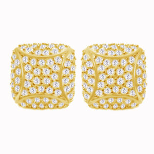 Round Cut Simulated Diamond 14K Yellow Gold Plated Cluster Stud Men's Earrings